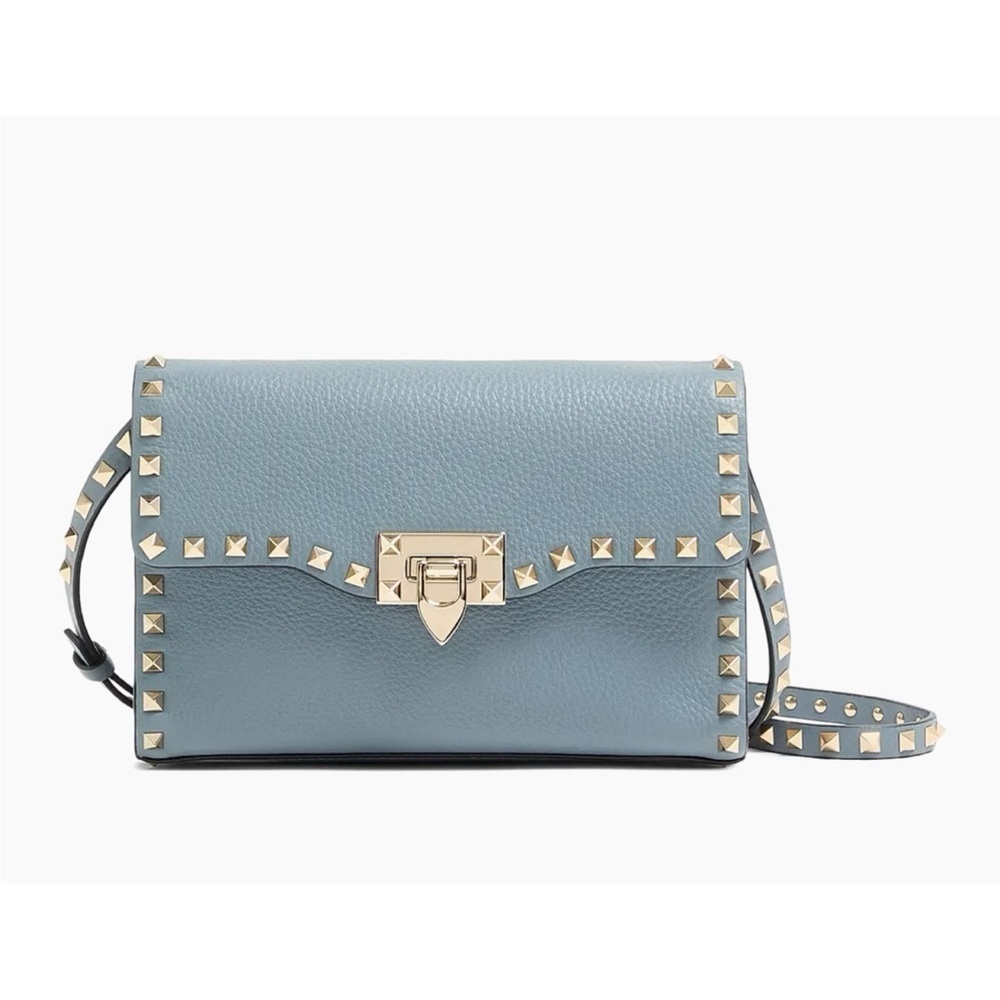 Valentino Garavani Women's Blue Studded calf skin Crossbody bag made Italy